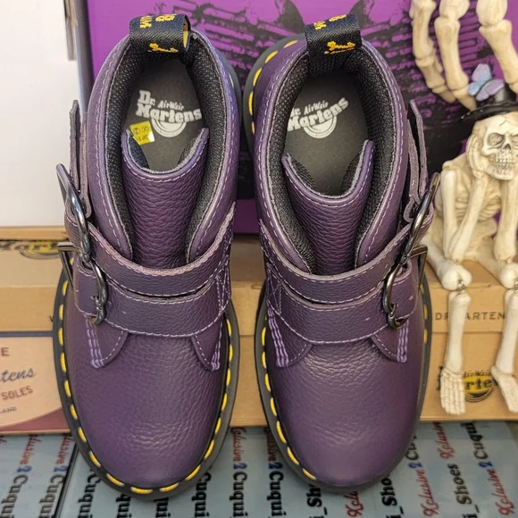 Dr Mertens Devon Heart Quad Platform Leather Boots - Picture 4 of 15